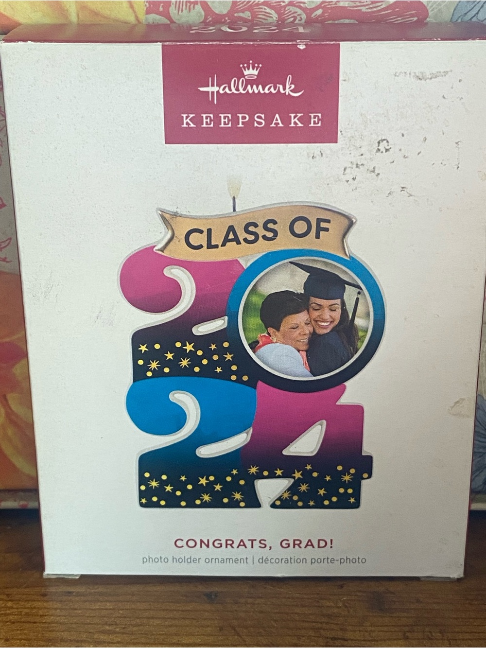 Hallmark Keepsake Class of 24 Photo Holder Ornament - Pink, Blue & Gold
